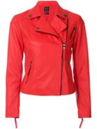 Armani Exchange Fitted Cropped Biker Jacket - Red