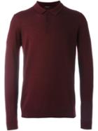 Roberto Collina Longsleeved Polo Shirt, Men's, Size: 54, Red, Merino