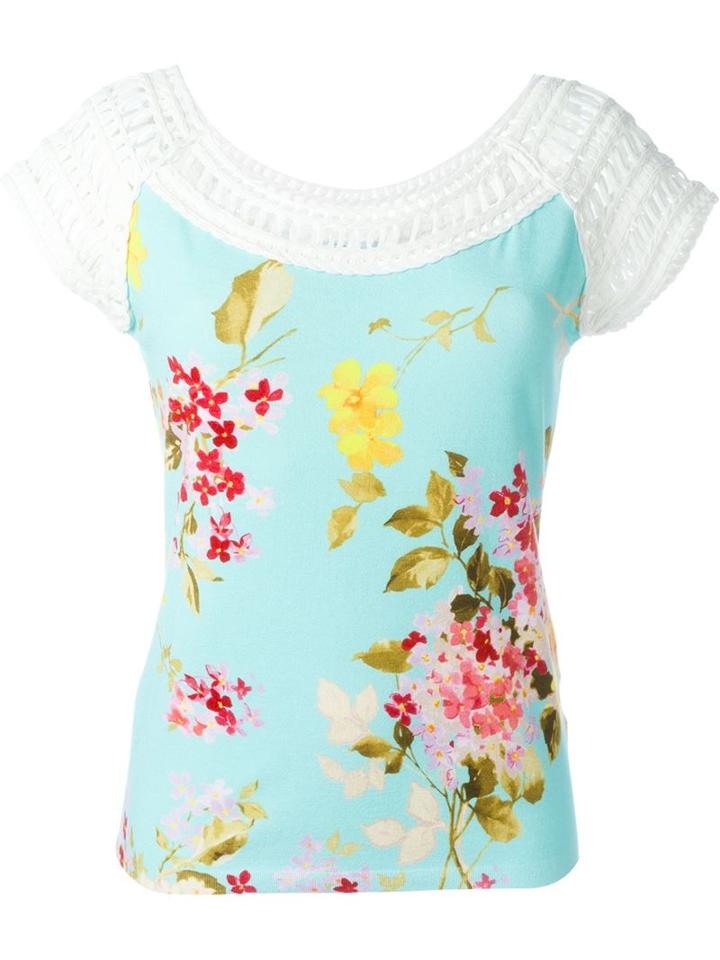 Blumarine Floral Print Knit Top
