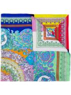 Versace Baroque Floral Print Scarf - Purple