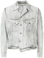 Julius Distressed Cropped Denim Jacket - Grey