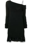 No21 Lace Trim Off The Shoulder Sweater Dress - Black
