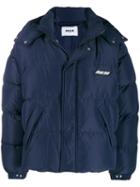 Msgm Printed Logo Padded Jacket - Blue