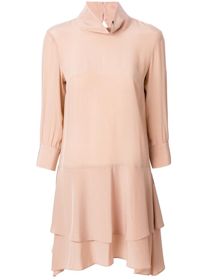 Twin-set Ruffled Cowl Neck Dress - Nude & Neutrals