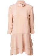 Twin-set Ruffled Cowl Neck Dress - Nude & Neutrals