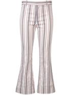 Derek Lam 10 Crosby Striped Indigo Twill Cropped Flare Trouser - White