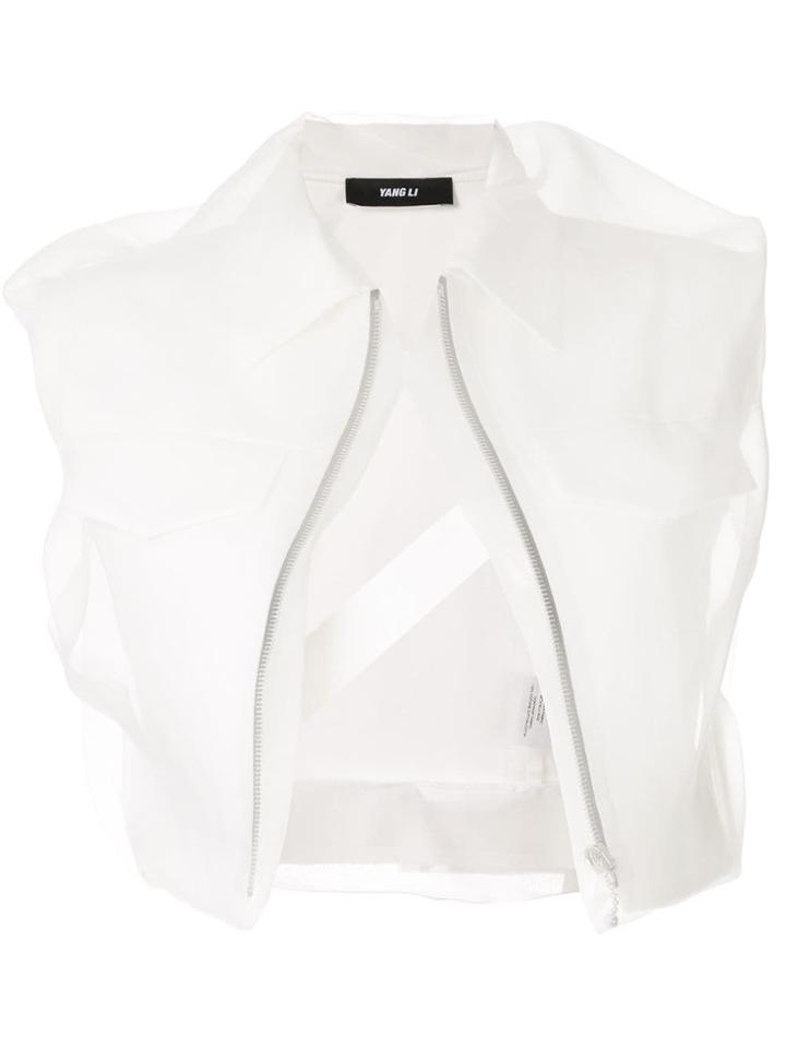 Yang Li Organza Cropped Gilet - White