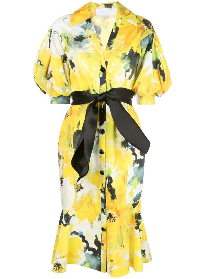Marchesa Button Down Shirt Dress - Yellow