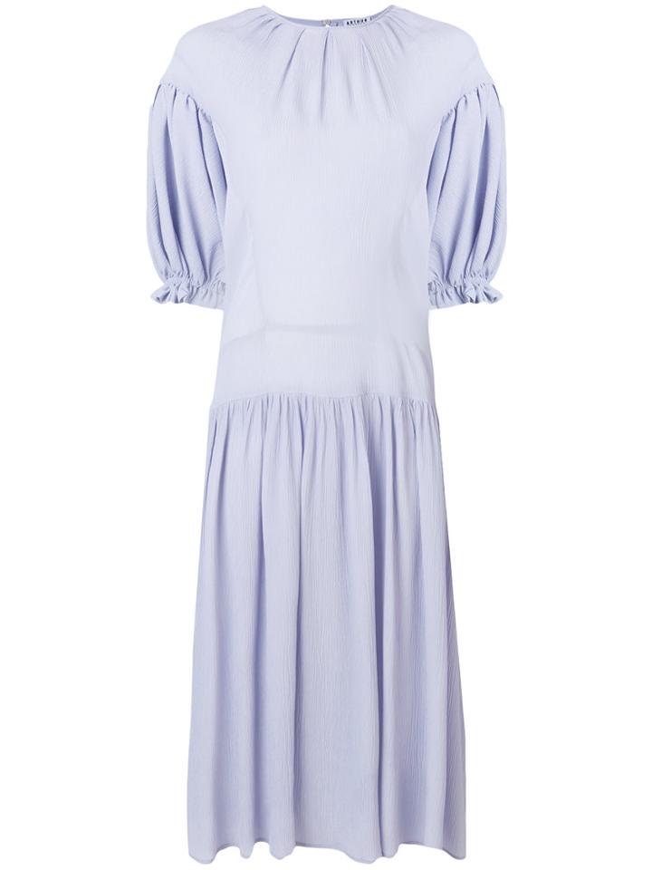 Arthur Arbesser Puff Sleeve Shift Dress - Pink & Purple