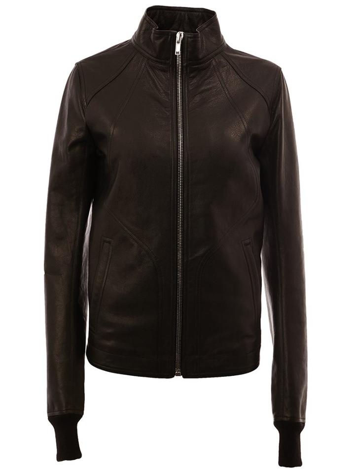 Rick Owens Funnel Neck Jacket, Men's, Size: 52, Black, Cotton/cupro/calf Leather