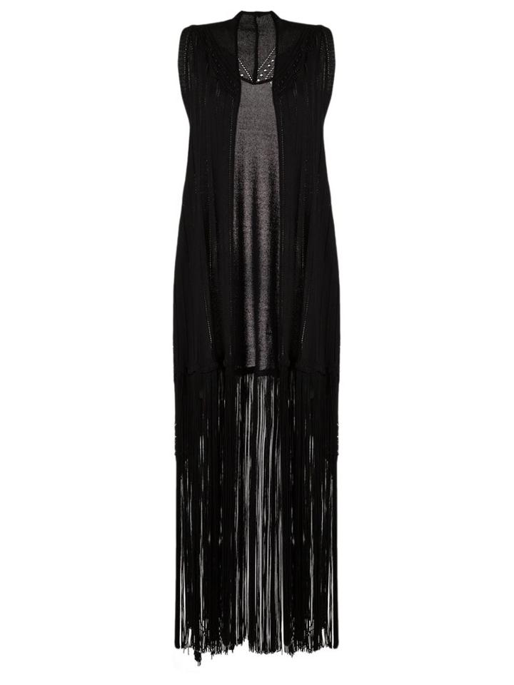 Martha Medeiros Sleeveless Long Jacket, Women's, Black, Polyamide/viscose