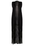 Martha Medeiros Sleeveless Long Jacket, Women's, Black, Polyamide/viscose