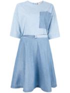 Maison Kitsuné Flared Denim Dress, Women's, Size: 40, Blue, Cotton