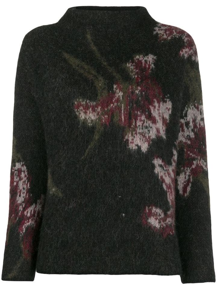 Vince Floral Print Jumper - Black