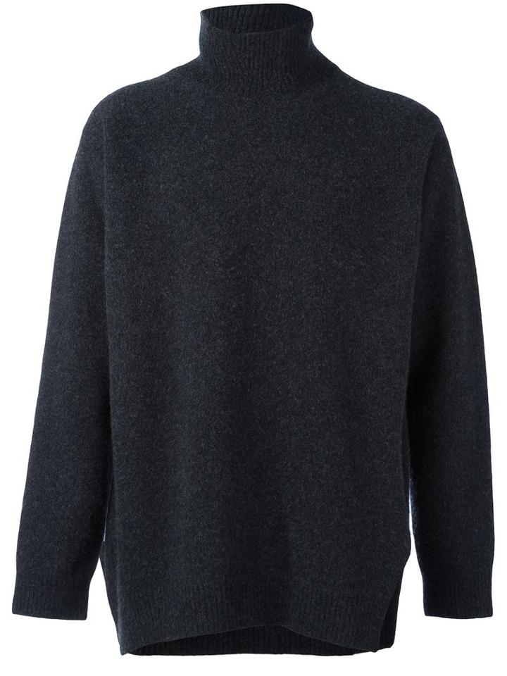 Ports 1961 'fully Fashioned' Turtleneck Sweater, Men's, Size: Medium, Grey, Virgin Wool