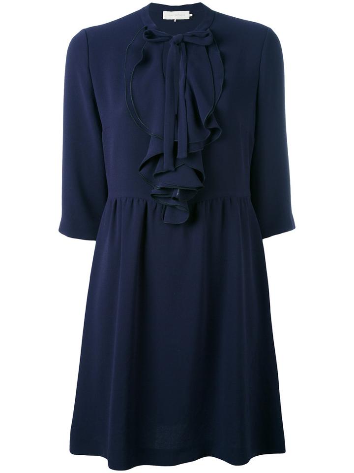 L'autre Chose - Ruffled Trim Dress - Women - Polyester - 42, Blue, Polyester