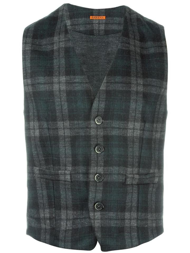 Barena Plaid Waistcoat, Men's, Size: 50, Grey, Virgin Wool