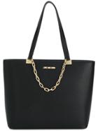 Love Moschino Logo Plaque Chain Tote - Black