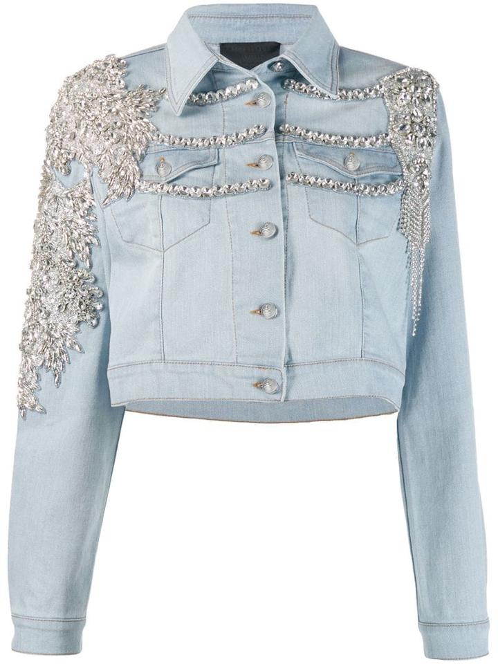 Philipp Plein Crystal Embellished Denim Jacket - Blue