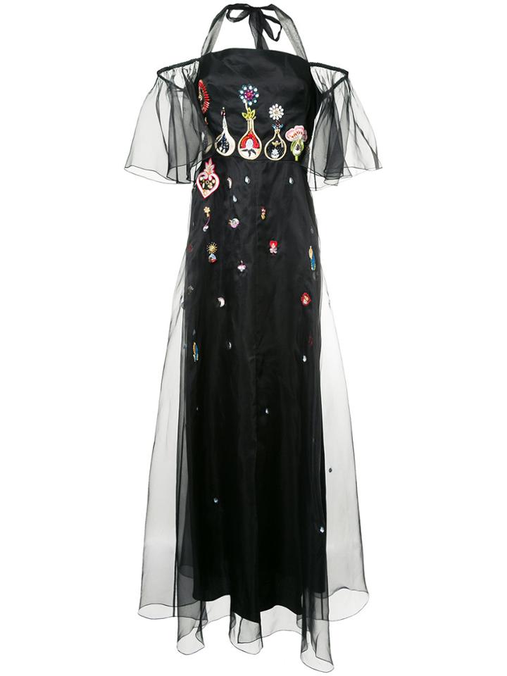 Temperley London Flared Embellished Gown - Black