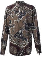Dolce & Gabbana Horse Print Shirt, Men's, Size: 42, Green, Cotton