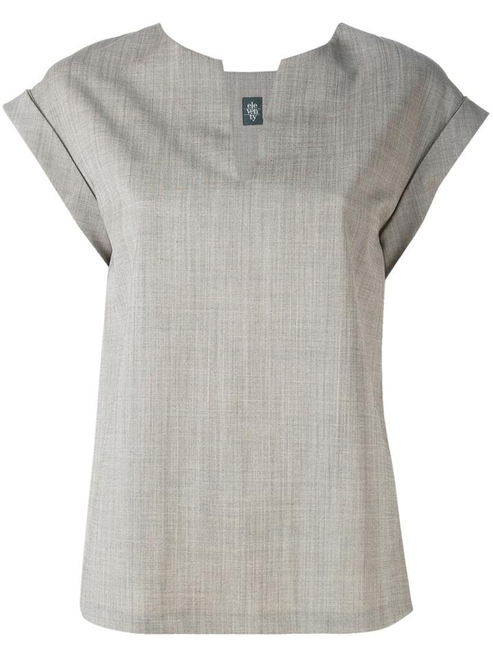 Eleventy - Neck Slit Blouse - Women - Spandex/elastane/virgin Wool - 40, Grey, Spandex/elastane/virgin Wool