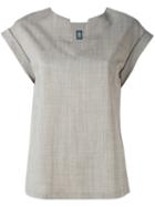 Eleventy - Neck Slit Blouse - Women - Spandex/elastane/virgin Wool - 40, Grey, Spandex/elastane/virgin Wool