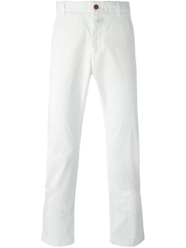 Closed Slim Fit Chinos, Men's, Size: 34, White, Cotton/spandex/elastane
