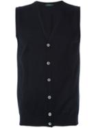 Zanone V-neck Gilet, Men's, Size: 56, Blue, Virgin Wool