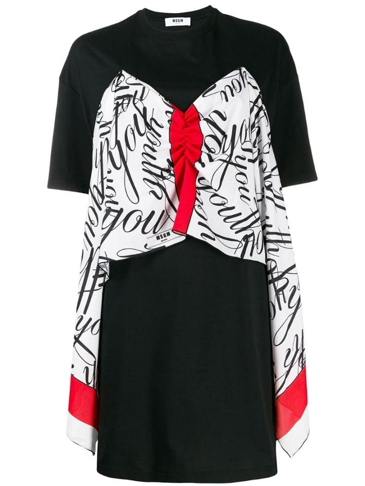 Msgm Ruched T-shirt Dress - Black