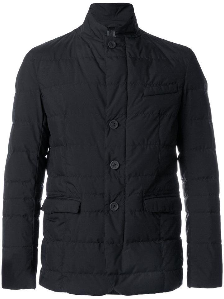 Herno - Button Up Padded Jacket - Men - Feather Down/polyamide/polyester/fluorofibra - 50, Black, Feather Down/polyamide/polyester/fluorofibra