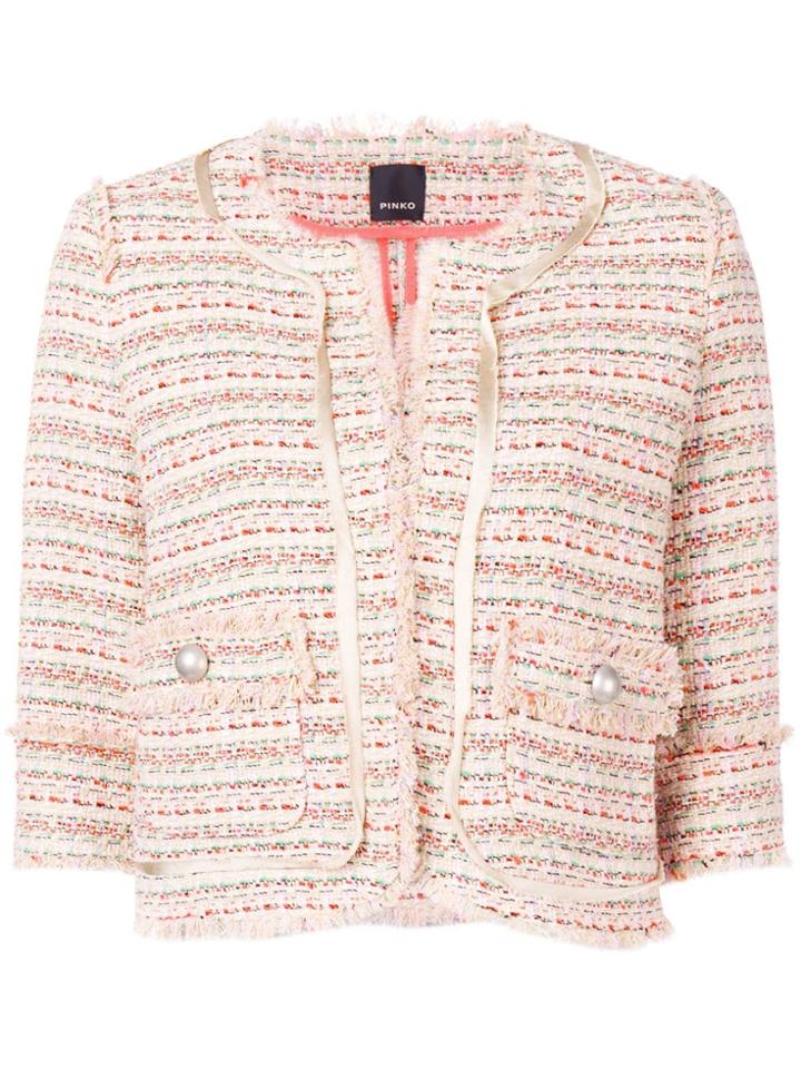 Pinko Cropped Tweed Jacket - Neutrals