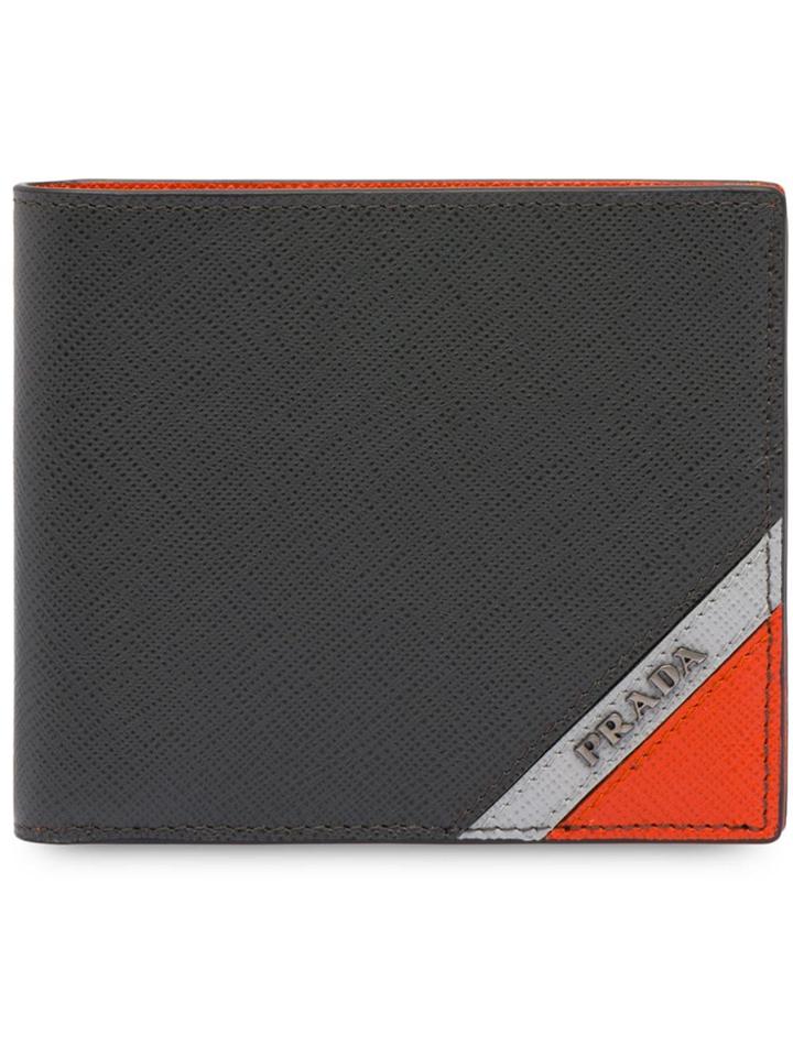 Prada Intarsia Detailed Wallet - Grey