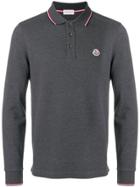 Moncler Long Sleeve Logo Polo Shirt - Grey