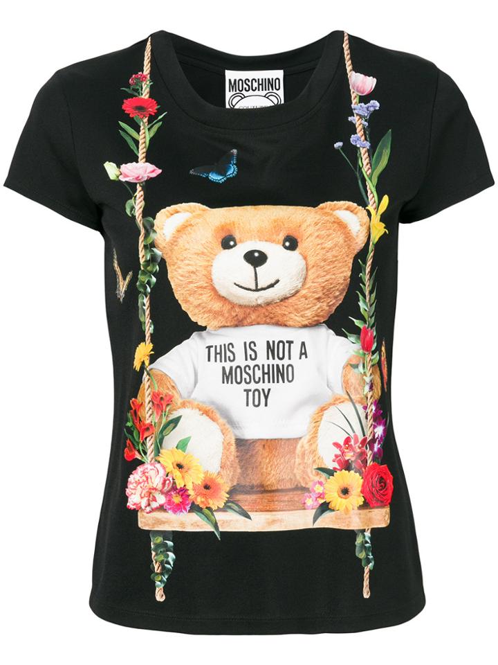 Moschino Floral Teddy Bear Motif T-shirt - Black