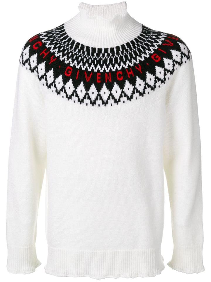 Givenchy Roll Neck Logo Knit Sweater - White