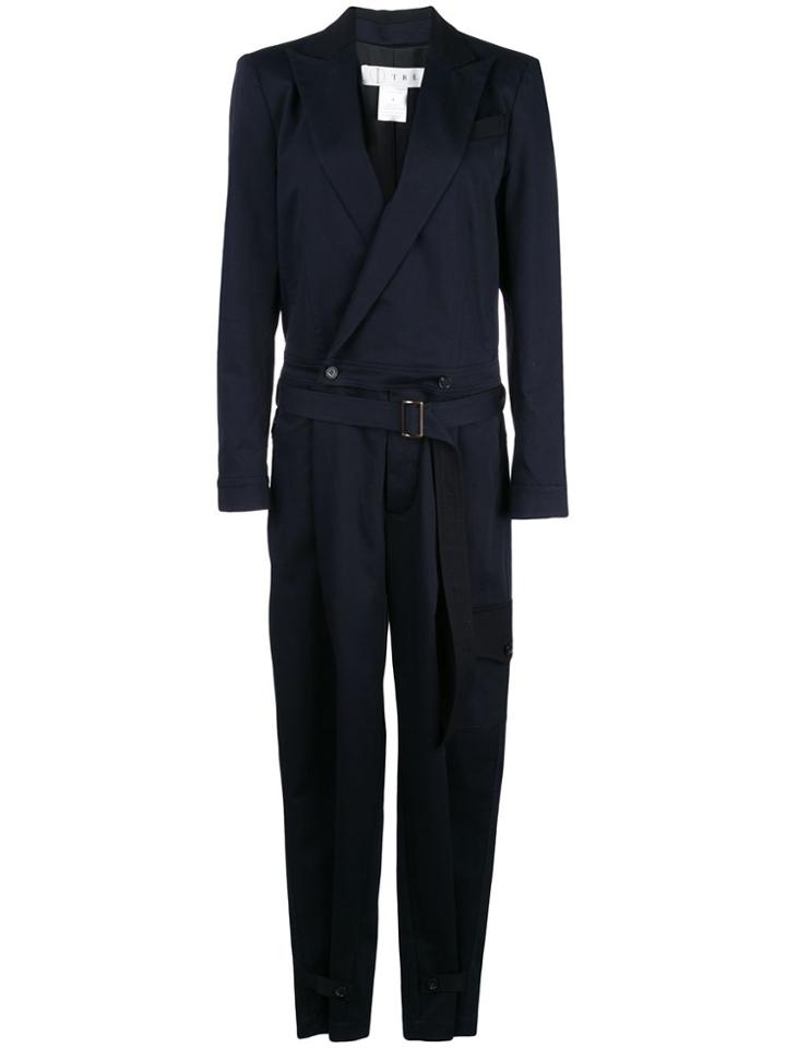Tre By Natalie Ratabesi Long-sleeve Belted Jumpsuit - Blue