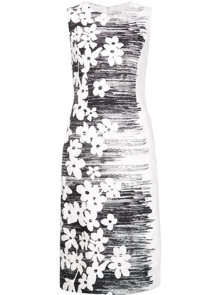 Carolina Herrera Side Floral Shift Dress, Women's, Size: 10, White, Cotton/viscose