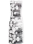 Carolina Herrera Side Floral Shift Dress, Women's, Size: 10, White, Cotton/viscose