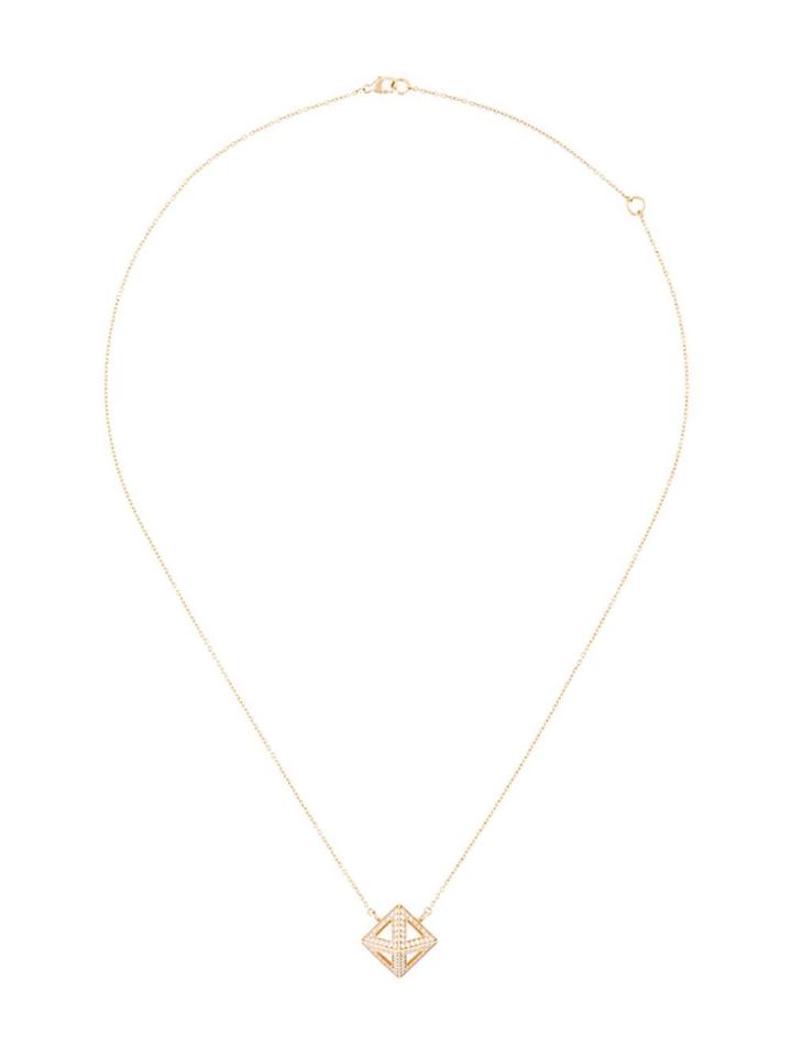 Sarah Noor Hollow Pyramid Diamond Necklace - Metallic