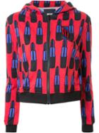 Ktz Lipstick Print Zipped Hoodie, Women's, Size: Medium, Red, Cotton