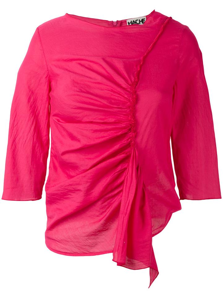 Hache - Ruffled Detail Blouse - Women - Cork/cotton - 44, Pink/purple, Cork/cotton