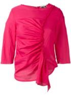 Hache - Ruffled Detail Blouse - Women - Cork/cotton - 44, Pink/purple, Cork/cotton