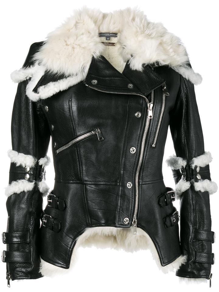 Alexander Mcqueen Shearling Trim Jacket - Black