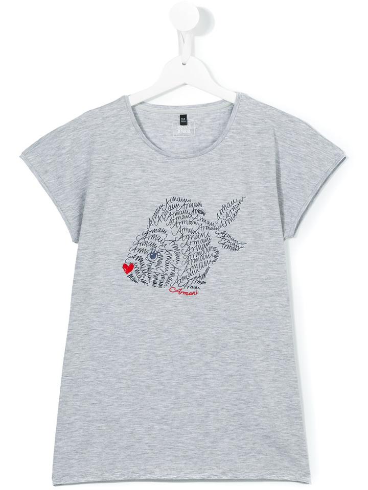Armani Junior Fish Print T-shirt, Girl's, Size: 16 Yrs, Grey