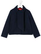 Oscar De La Renta Kids Scarf Tie Coat - Blue