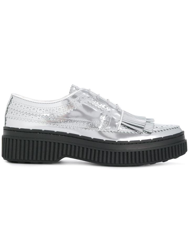 Tod's Fringed Flatform Borgues - Metallic
