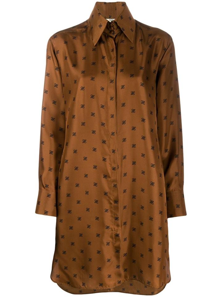 Fendi Ff Print Shirt Dress - Brown
