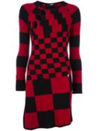 Versus Multi Checked Dress, Women's, Size: 36, Red, Viscose/polyamide