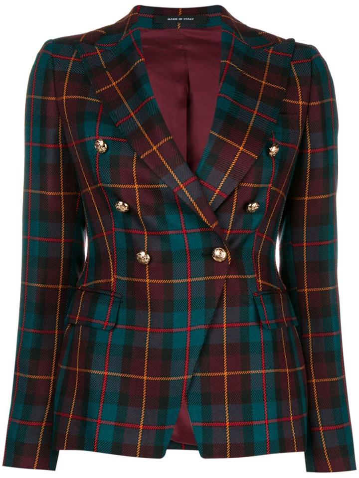 Tagliatore Checked Double-breasted Blazer - Green